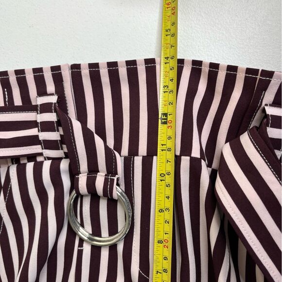 7th Avenue Design Studio Brown White Stripe Paper Bag Waist Wide Leg Pant Wmn 6 - Picture 11 of 14